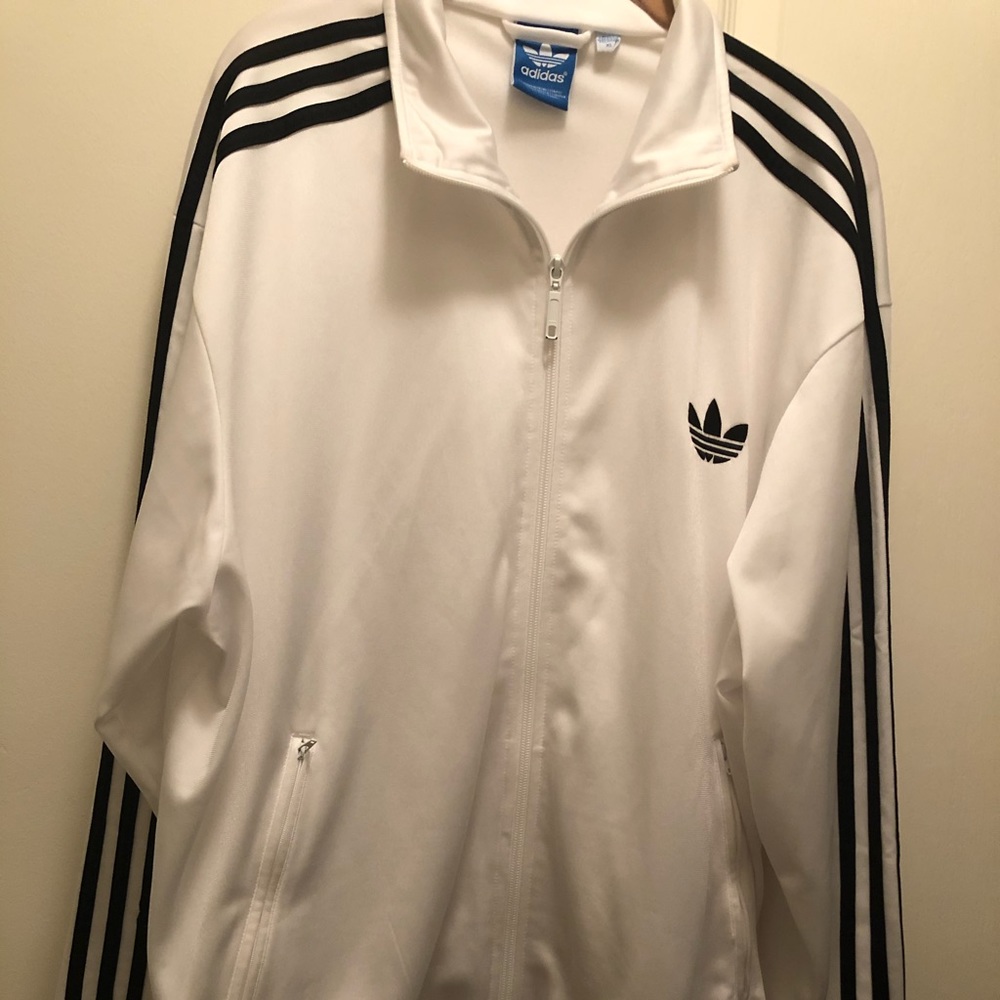 Men’s white and black adidas track jacket